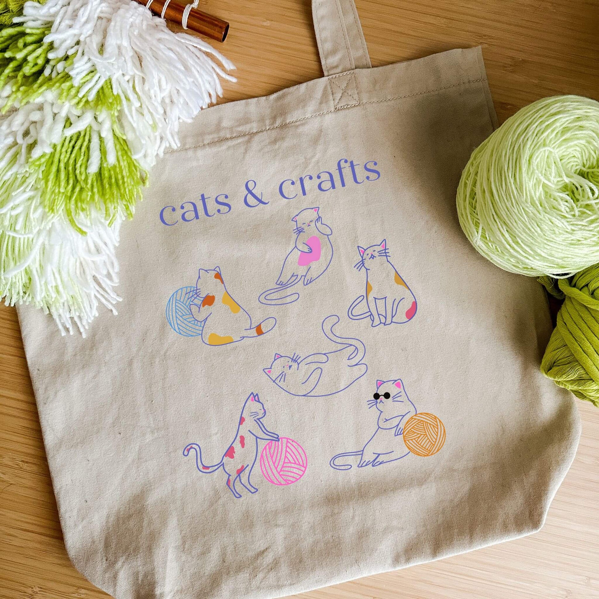 cats and crafts tote bag - wear and woven