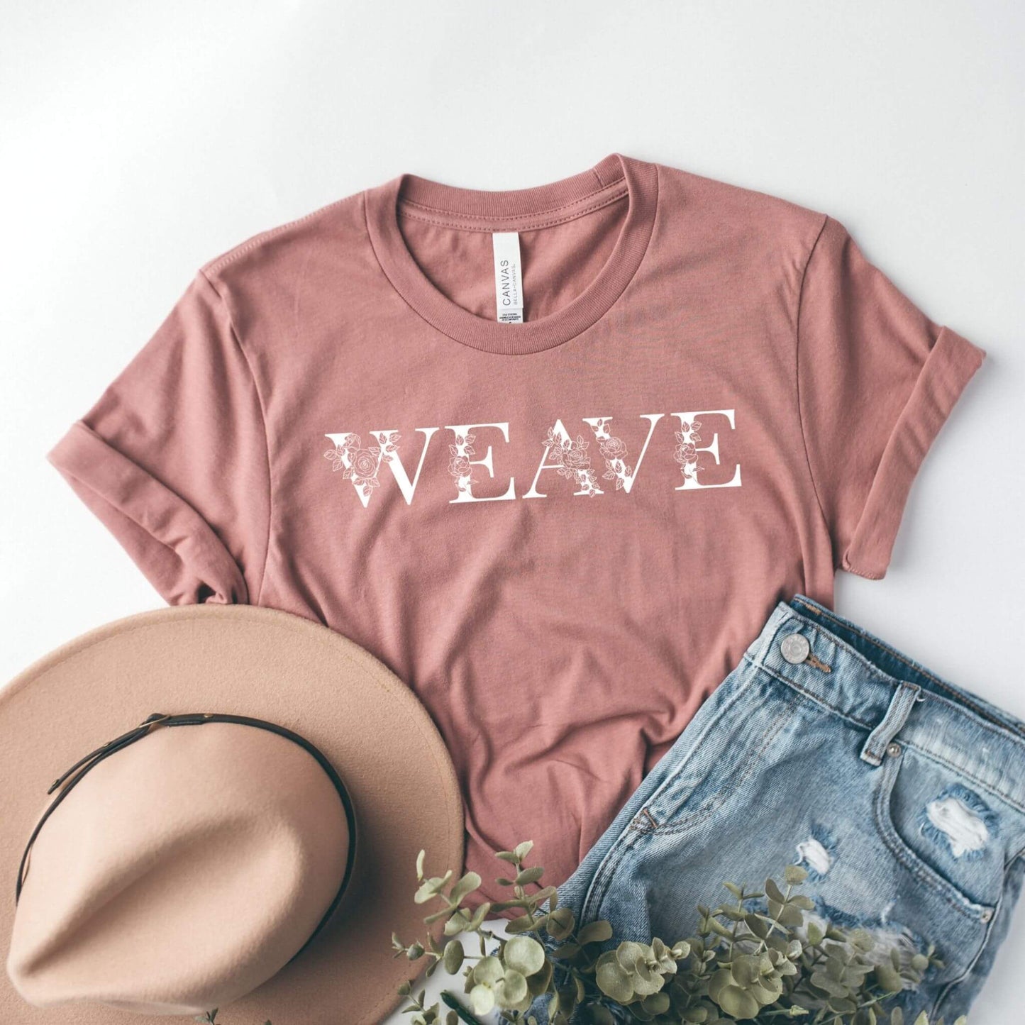 floral weave mauve pink t-shirt
