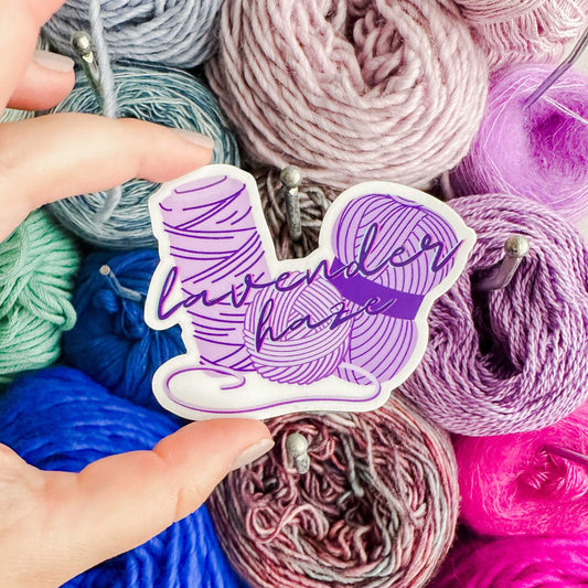 lavender haze yarn sticker - wear and woven